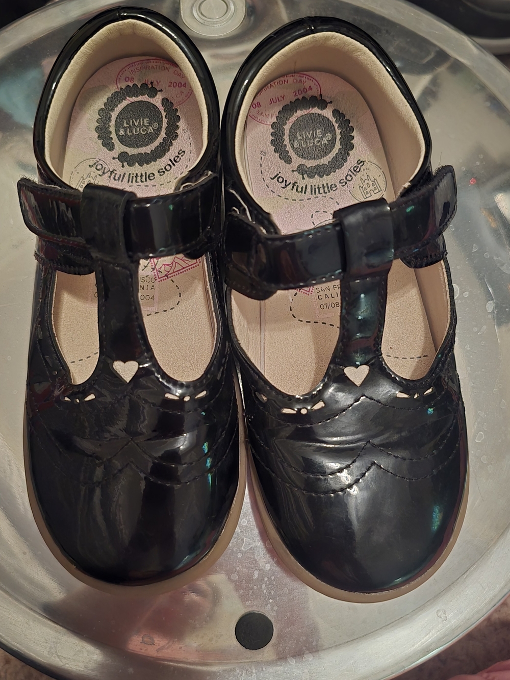 Livie & Luca Girls' Black Patent T-Strap Mary Jane Shoes, sz 12